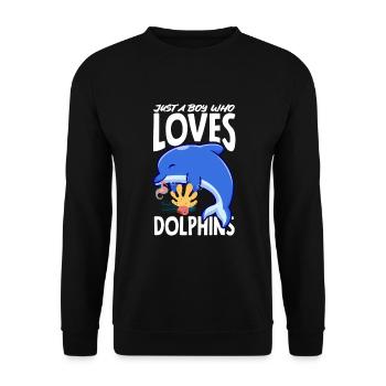 A boy who loves dolphins - Unisex Sweatshirt - black - Front - Alina (178cm) & Michal (187cm)