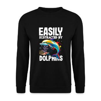 Easily distracted by dolphins - Unisex Sweatshirt - black - Front - Alina (178cm) & Michal (187cm)