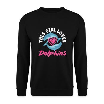 This girl loves dolphins - Unisex Sweatshirt - black - Front - Alina (178cm) & Michal (187cm)
