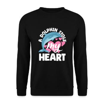 Ein Delfin Hat Mein Herz Gestohlen - Unisex Pullover - Schwarz - Vorne - Alina (178cm) & Michal (187cm)