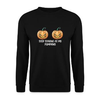 Stop Staring At My Pumpkins Halloween - Unisex Sweatshirt - black - Front - Alina (178cm) & Michal (187cm)