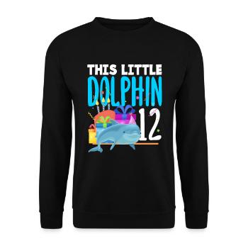 This little dolphin is 12 12th birthday - Unisex Sweatshirt - black - Front - Alina (178cm) & Michal (187cm)