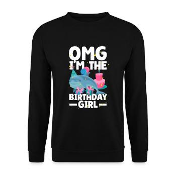 Dauphin Anniversaire Fille - Sweat-shirt Unisexe - noir - Devant - Alina (178cm) & Michal (187cm)