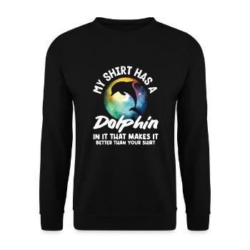 Ma chemise a un dauphin dessus - Sweat-shirt Unisexe - noir - Devant - Alina (178cm) & Michal (187cm)
