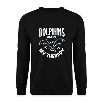 Dolphins are my therapy - Unisex Sweatshirt - black - Front - Alina (178cm) & Michal (187cm)