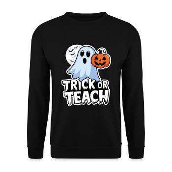 Trick Or Teach Halloween Teachers - Unisex Sweatshirt - black - Front - Alina (178cm) & Michal (187cm)