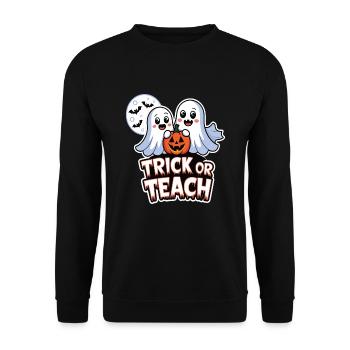 Trick Or Teach Halloween Teachers - Unisex Sweatshirt - black - Front - Alina (178cm) & Michal (187cm)
