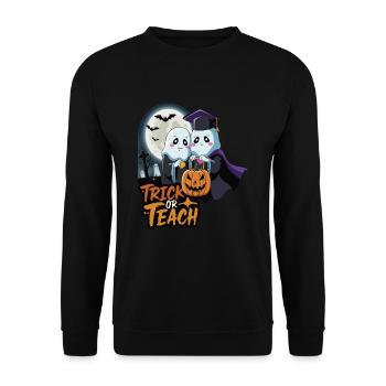 Trick Or Teach Halloween Teachers - Unisex Sweatshirt - black - Front - Alina (178cm) & Michal (187cm)