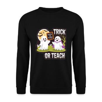 Trick Or Teach Halloween Teachers - Unisex Sweatshirt - black - Front - Alina (178cm) & Michal (187cm)