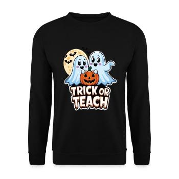 Trick Or Teach Halloween Teachers - Unisex Sweatshirt - black - Front - Alina (178cm) & Michal (187cm)
