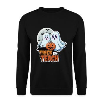 Trick Or Teach Halloween Teachers - Unisex Sweatshirt - black - Front - Alina (178cm) & Michal (187cm)