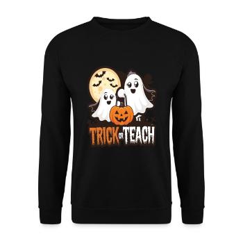 Trick Or Teach Halloween Teachers - Unisex Sweatshirt - black - Front - Alina (178cm) & Michal (187cm)