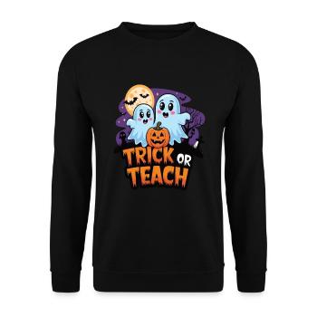 Trick Or Teach Halloween Teachers - Unisex Sweatshirt - black - Front - Alina (178cm) & Michal (187cm)
