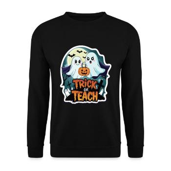 Trick Or Teach Halloween Teachers - Unisex Sweatshirt - black - Front - Alina (178cm) & Michal (187cm)
