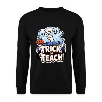 Trick Or Teach Halloween Teachers - Unisex Sweatshirt - black - Front - Alina (178cm) & Michal (187cm)