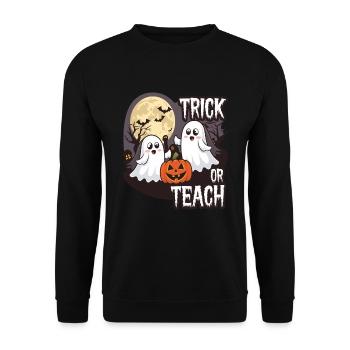 Trick Or Teach Halloween Teachers - Unisex Sweatshirt - black - Front - Alina (178cm) & Michal (187cm)