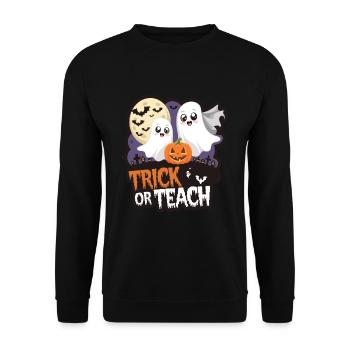 Trick Or Teach Halloween Teachers - Unisex Sweatshirt - black - Front - Alina (178cm) & Michal (187cm)
