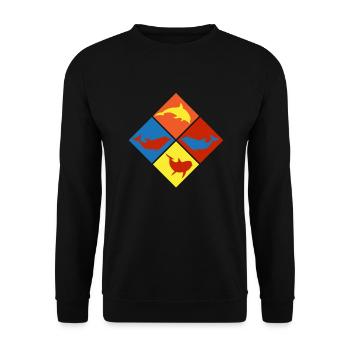 Colorful Dolphins And Whales In Squares - Unisex Sweatshirt - black - Front - Alina (178cm) & Michal (187cm)