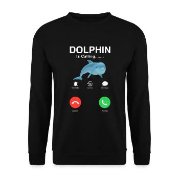 Dolphin Calls Humorous Graphic - Unisex Sweatshirt - black - Front - Alina (178cm) & Michal (187cm)