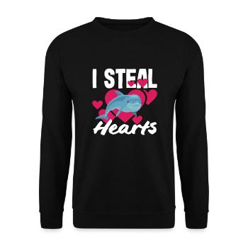I Steal Hearts - Dolphin Love - Unisex Sweatshirt - black - Front - Alina (178cm) & Michal (187cm)