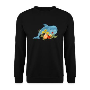 Dolphin with beautiful flowers - Unisex Sweatshirt - black - Front - Alina (178cm) & Michal (187cm)