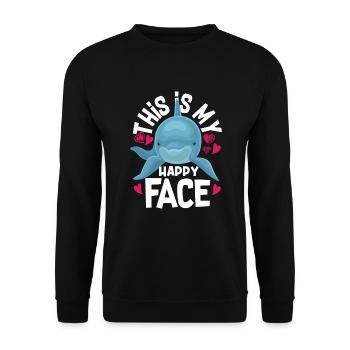 This is my happy face dolphin - Unisex Sweatshirt - black - Front - Alina (178cm) & Michal (187cm)