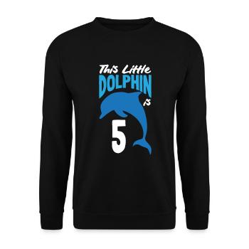 This Little Dolphin Is 5 5th Birthday - Unisex Sweatshirt - black - Front - Alina (178cm) & Michal (187cm)