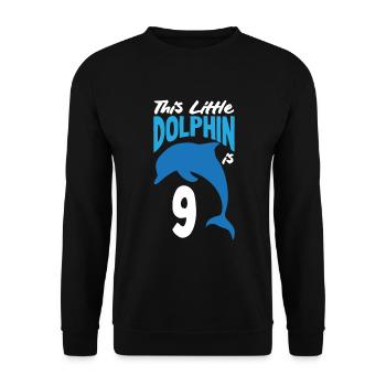 This little dolphin is 9 9th birthday - Unisex Sweatshirt - black - Front - Alina (178cm) & Michal (187cm)