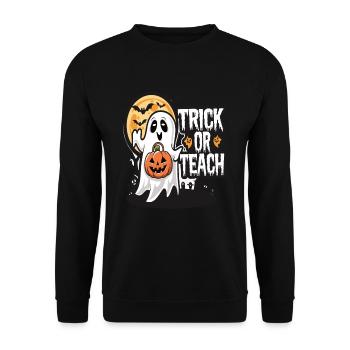 Trick Or Teach Halloween Teachers - Unisex Sweatshirt - black - Front - Alina (178cm) & Michal (187cm)