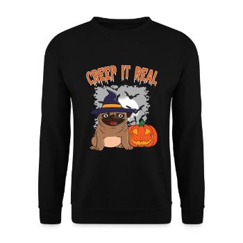 Doux Halloween Fantôme Halloween - Sweat-shirt Unisexe - noir - Devant - Alina (178cm) & Michal (187cm)