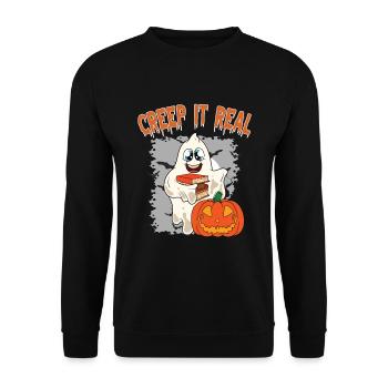 Doux Halloween Fantôme Halloween - Sweat-shirt Unisexe - noir - Devant - Alina (178cm) & Michal (187cm)