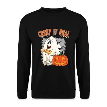 Mignon Halloween Fantôme Halloween - Sweat-shirt Unisexe - noir - Devant - Alina (178cm) & Michal (187cm)