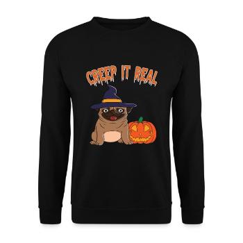 Mignon Halloween Fantôme Halloween - Sweat-shirt Unisexe - noir - Devant - Alina (178cm) & Michal (187cm)
