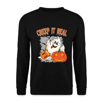 Mignon Halloween Fantôme Halloween - Sweat-shirt Unisexe - noir - Devant - Alina (178cm) & Michal (187cm)