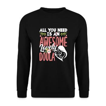 Doula Geschenk Doula Doulas - Unisex Pullover - Schwarz - Vorne - Alina (178cm) & Michal (187cm)