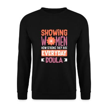 Doula Geschenk Doula Doulas - Unisex Pullover - Schwarz - Vorne - Alina (178cm) & Michal (187cm)
