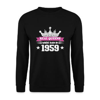 Real Queens 1959 Born Birthday - Unisex Sweatshirt - black - Front - Alina (178cm) & Michal (187cm)