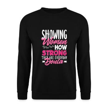 Doula Geschenk Doula Doulas - Unisex Pullover - Schwarz - Vorne - Alina (178cm) & Michal (187cm)