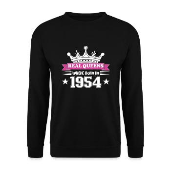 Real Queens 1954 Born Birthday - Unisex Sweatshirt - black - Front - Alina (178cm) & Michal (187cm)