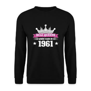 Real Queens 1961 Born Birthday - Unisex Sweatshirt - black - Front - Alina (178cm) & Michal (187cm)