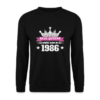 Real queens were born in 1986 Birthday - Unisex Sweatshirt - black - Front - Alina (178cm) & Michal (187cm)