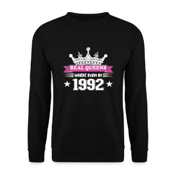 Real Queens Were Born In 1992 Birthday - Unisex Sweatshirt - black - Front - Alina (178cm) & Michal (187cm)