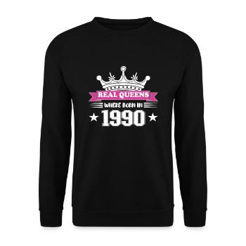 Real Queens Were Born In 1990 Birthday - Unisex Sweatshirt - black - Front - Alina (178cm) & Michal (187cm)