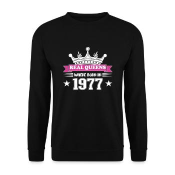 De vraies reines sont nées en 1977 Anniversaire - Sweat-shirt Unisexe - noir - Devant - Alina (178cm) & Michal (187cm)