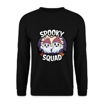 Halloween Spooky Squad Geist mit Mütze - Unisex Pullover - Schwarz - Vorne - Alina (178cm) & Michal (187cm)