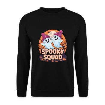 Halloween Spooky Squad Geist mit Mütze - Unisex Pullover - Schwarz - Vorne - Alina (178cm) & Michal (187cm)