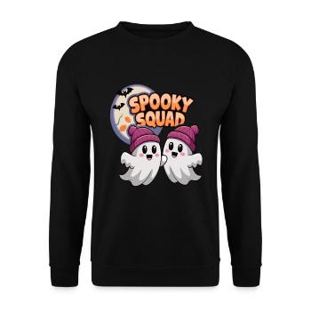 Halloween Spooky Squad Geist mit Mütze - Unisex Pullover - Schwarz - Vorne - Alina (178cm) & Michal (187cm)