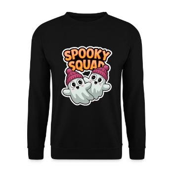 Halloween Spooky Squad Geist mit Mütze - Unisex Pullover - Schwarz - Vorne - Alina (178cm) & Michal (187cm)