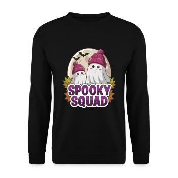 Halloween Spooky Squad Geist mit Mütze - Unisex Pullover - Schwarz - Vorne - Alina (178cm) & Michal (187cm)