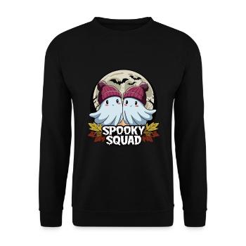 Halloween Spooky Squad Geist mit Mütze - Unisex Pullover - Schwarz - Vorne - Alina (178cm) & Michal (187cm)